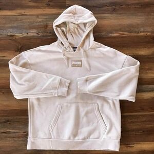 Puma Off-White Hoodie With Logo Patch Size Medium